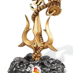 DARIDRA BHANJAN Brown Trishul With Damru Showpiece image 2
