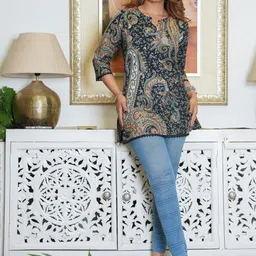 Angvarnika Print Ruffles Ethnic Cotton Top-picture-36