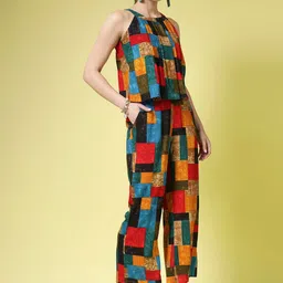 BEING NAUGHTY Geometric Printed Halter Neck Sleeveless Top & Palazzo image 1