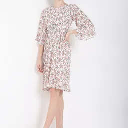 SHOWOFFFF Floral Print Chiffon Fit & Flare Dress image 5