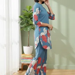 SZN Printed Pure Cotton Top With Palazzos Co-Ords image 5