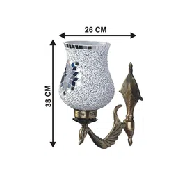 1ST TIME Blue & Multicoloured Textured Metal Traditional Frustum Shaped Wall Lamp image 2