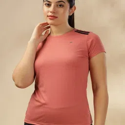 THIRD ELEMENT Women Dry Fit Striped Round Neck Cotton T-shirt-picture-21