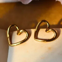 WEAVING HOMES Heart Shaped Gold-Plated Studs Earrings-picture-26
