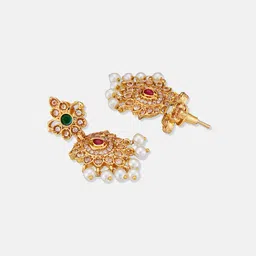 ATIBELLE Gold-Plated Stone-Studded & Beaded Jewellery Set image 2