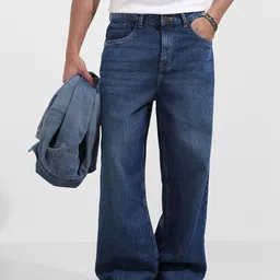 The Indian Garage Co Men Baggy Mid-Rise Light Fade Cotton Jeans-image-28