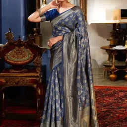 DIVASTRI Woven Design Zari Silk Blend Banarasi Saree-picture-36