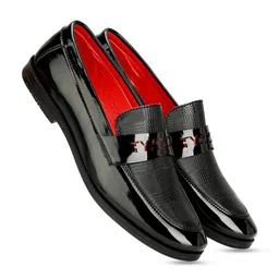 TYAZDER Men Texured Round Toe Slip On Horsebit Loafers image 3