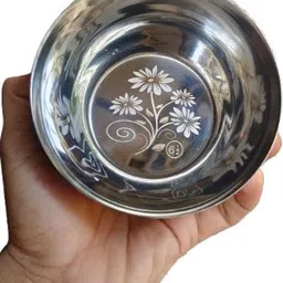 btb Stainless Steel Cereal Bowl Stainless steel Chiku Wati size 6.5 (pack of 6) with laser print-picture-12