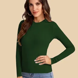 Dream Beauty Fashion Top-55-Empire-DarkGreen Women Round Neck Long Sleeves Top-picture-19