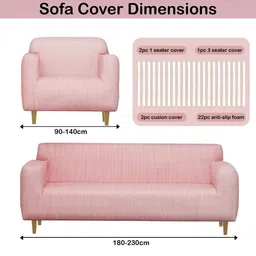 Lukzer Pink 22 Pieces Self Design Sofa Cover With Cushion Covers & Anti slip Foam Sticks image 4