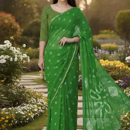 Moda Rapido Bandhani Printed Pure Chiffon Bandhani Saree with Unstitched Blouse-picture-15