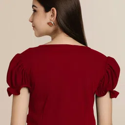 Mast & Harbour Women Pack Of 2 Puff Sleeve Peplum Top image 2