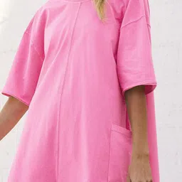 HERE&NOW Solid Three-Quarter Sleeves Round Neck Jumpsuit image 2