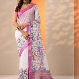 Libas Floral Printed Saree & Blouse Piece-picture-21