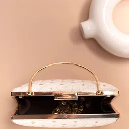 ARTKLIM Embroidered Thread Work Box Clutch With Sling Chain image 2