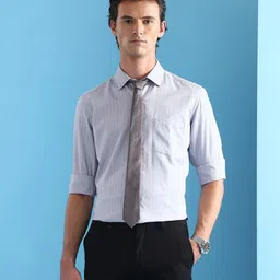 Arrow Men Slim Fit Vertical Striped Spread Collar Cotton Formal Shirt-picture-20