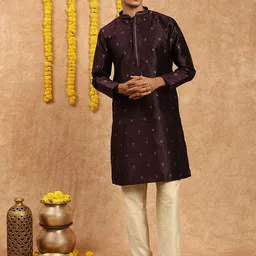 SOURAGYA Men Woven Design Festive Straight Kurta image 5