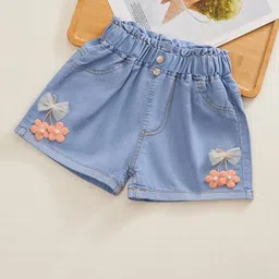 YK Girls Embellished Washed Denim Shorts-image-99