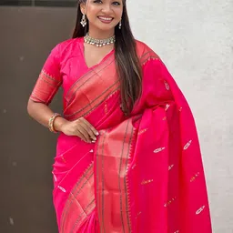 all about you Floral Woven Design Paithani Saree image 3