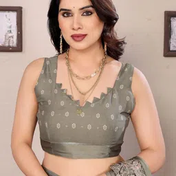 KALINI Green Satin Printed Sarees image 2