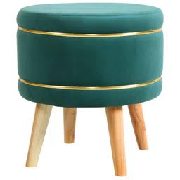 Shadowkart Green Wooden Round Shaped Ottomans image 2
