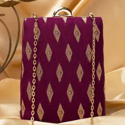 ARTKLIM Floral Brocade Woven Design Box Clutch-picture-52