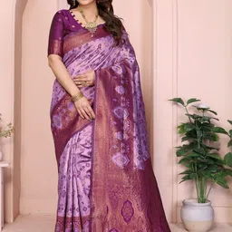 WOVENSTOCK Ethnic Motifs Zari Art Silk Handloom Kanjeevaram Saree-picture-38