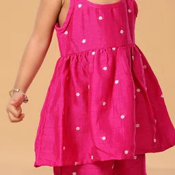 The Mini Trunk Girls Floral Printed Regular Thread Work Kurta with Trousers image 5