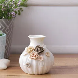 TAYHAA  White & Brown Glossy Ceramic Flower Vases-picture-32