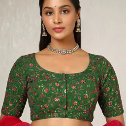 Soch Embroidered U Neck Saree Blouse With Sequins-image-7