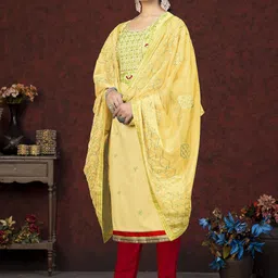 SAINOOR Embellished Semi-Stitched Dress Material image 5