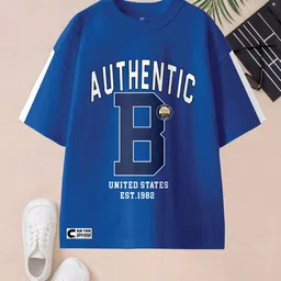 BAESD Lifestyle Boys Pack Of 2 Typography Printed Round Neck Pure Cotton Oversized Tshirts image 2