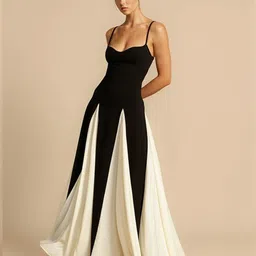 StyleCast Women Colourblocked Shoulder Straps Gathered or Pleated Monochrome Maxi Dress-picture-20