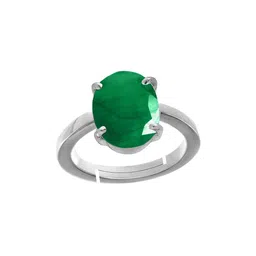 RRVGEM 11.50 KT Colombian Emerald GemStone Panna Silver Plated Adjustable Finger Ring-picture-21