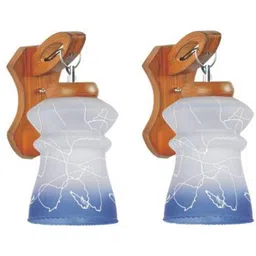 1ST TIME Blue & White Printed Wood Contemporary Abstract Shaped Shaped Wall Lamp-picture-10