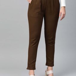 YASH GALLERY Women Regular Fit Mid-Rise Flat-Front Regular Trousers-picture-29