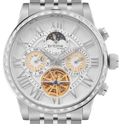 Britime Men Skeleton Dial & Stainless Steel Bracelet Style Straps Analogue Automatic Motion Powered Watch image 3