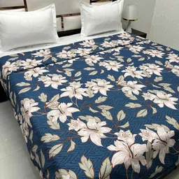 Pure Decor Blue & Brown Floral Microfiber AC Room 300 GSM Double Bed Comforter-image-61