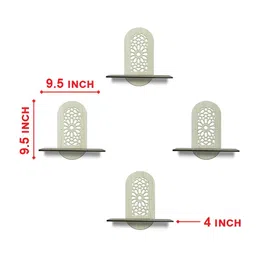 OLIVE TREE Black & Cream 4 Pieces Olive Tree Planter Stand Wall Shelves image 3