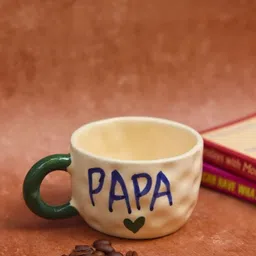 WEAVING HOMES White & Blue Typography Printed Ceramic Glossy Mug-180 ml image 3