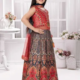 Sangria Girls Printed Thread Work Ready to Wear Lehenga & Blouse With Dupatta image 4