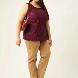 theRebelinme Women Plus Size Round Neck Sequined Top image 2