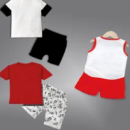 HELPOM Kids Pack Of 3 Striped Short Sleeves T-shirt With Shorts image 5