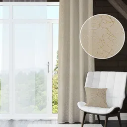 GEET CREATIONS Cream Set of Single Self Design Room Darkening Door Eyelet Curtain-picture-30