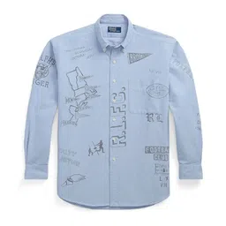 Polo Ralph Lauren Typography Printed Button Down Collar Linen-Cotton Shirt image 5