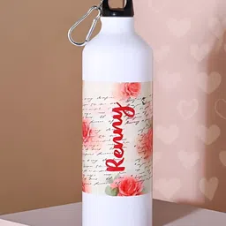 fnp White & Red Aluminium Typography Printed Water Bottle 650 ml image 4