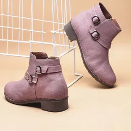 TRYME Women Textured Block-Heeled Regular Boots-picture-19