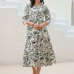 Moda Rapido Women V-Neck Abstract Printed Fit & Flare Dress-picture-36