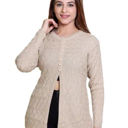 Varenyam Women Acrylic Round Neck Cardigan-image-97